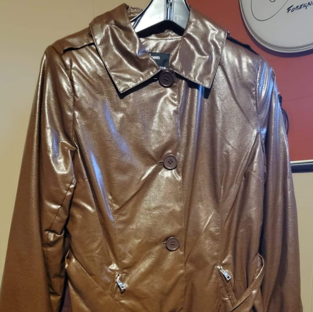 Dennis Basso Faux Snakeskin Rain Jacket